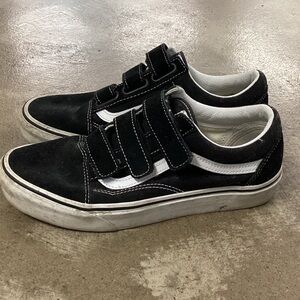 Vans Black and White Velcro Sneakers